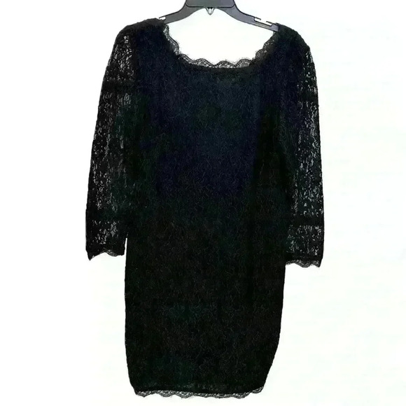Adrianna Papell evening Black Lace mid length semi/formal Dress, size 12 - Picture 1 of 11